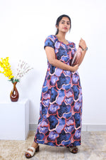 MANGAI New Regular Fit Cotton Printed Nighties - All Over Printed Stylish Nightwear for Stylish Women | Side Cut Pocket | Beautiful Nighties for Stylish Women's | Colourful Printed Cotton Nighties (SLB)