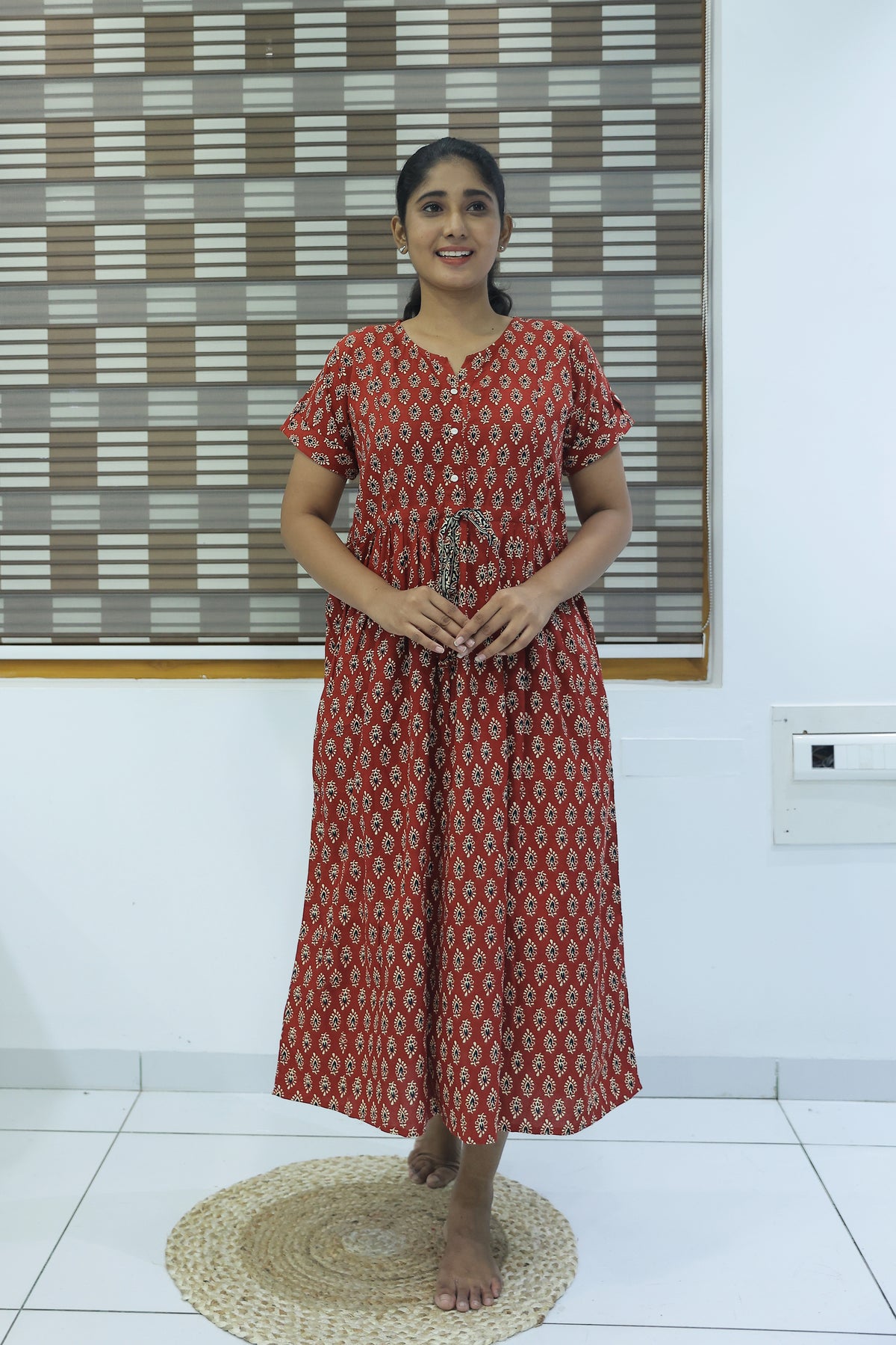 Cotton Gathering Frock for Summer Arrivals | Side Pocket | Elegant Casual Night Wear for Trendy Women's (FKC)