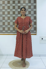 Cotton Gathering Frock for Summer Arrivals | Side Pocket | Elegant Casual Night Wear for Trendy Women's (FKC)