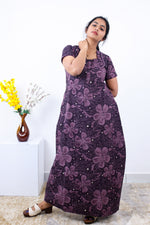 MANGAI New Regular Fit Cotton Printed Nighties - All Over Printed Stylish Nightwear for Stylish Women | Side Cut Pocket | Beautiful Nighties for Stylish Women's | Colourful Printed Cotton Nighties (SLB)