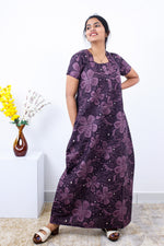 MANGAI New Regular Fit Cotton Printed Nighties - All Over Printed Stylish Nightwear for Stylish Women | Side Cut Pocket | Beautiful Nighties for Stylish Women's | Colourful Printed Cotton Nighties (SLB)