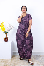 MANGAI New Regular Fit Cotton Printed Nighties - All Over Printed Stylish Nightwear for Stylish Women | Side Cut Pocket | Beautiful Nighties for Stylish Women's | Colourful Printed Cotton Nighties (SLB)