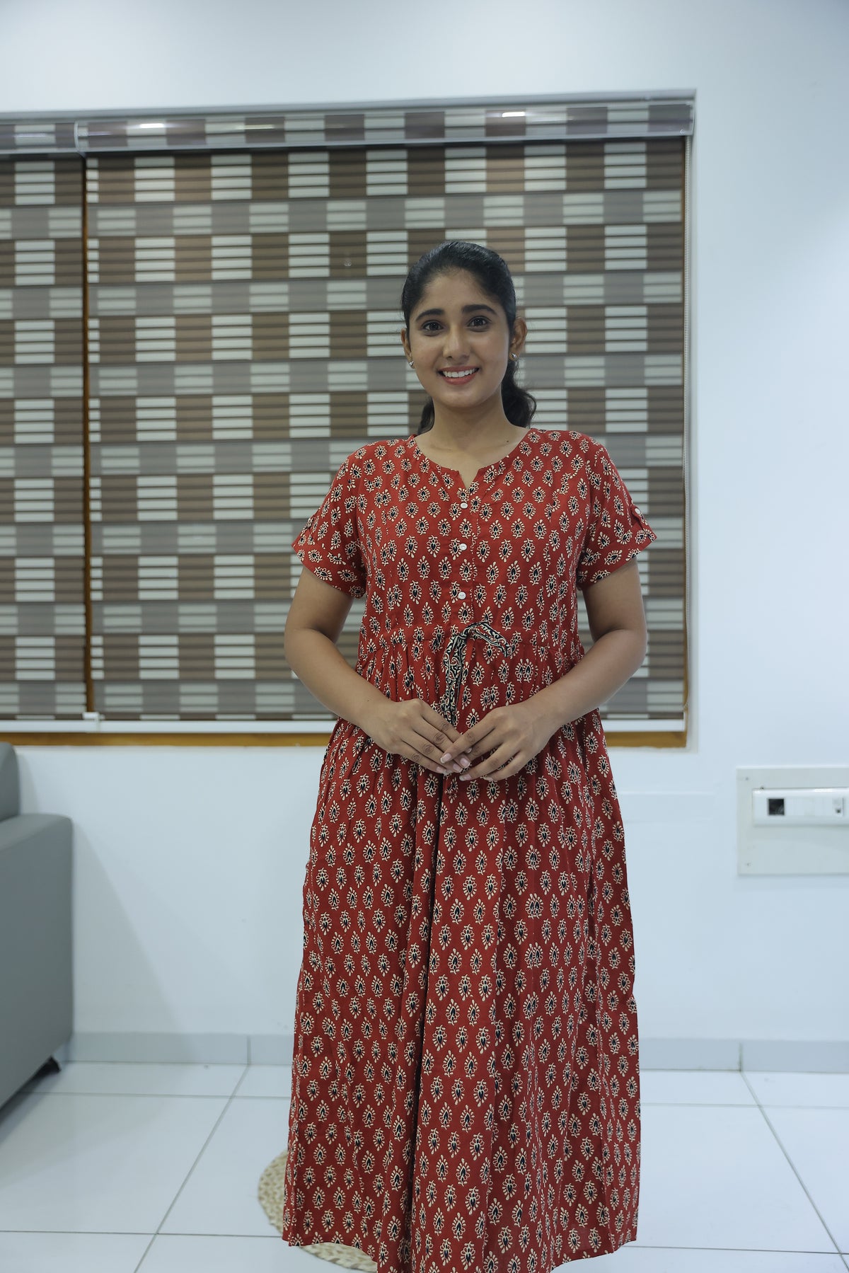 Cotton Gathering Frock for Summer Arrivals | Side Pocket | Elegant Casual Night Wear for Trendy Women's (FKC)