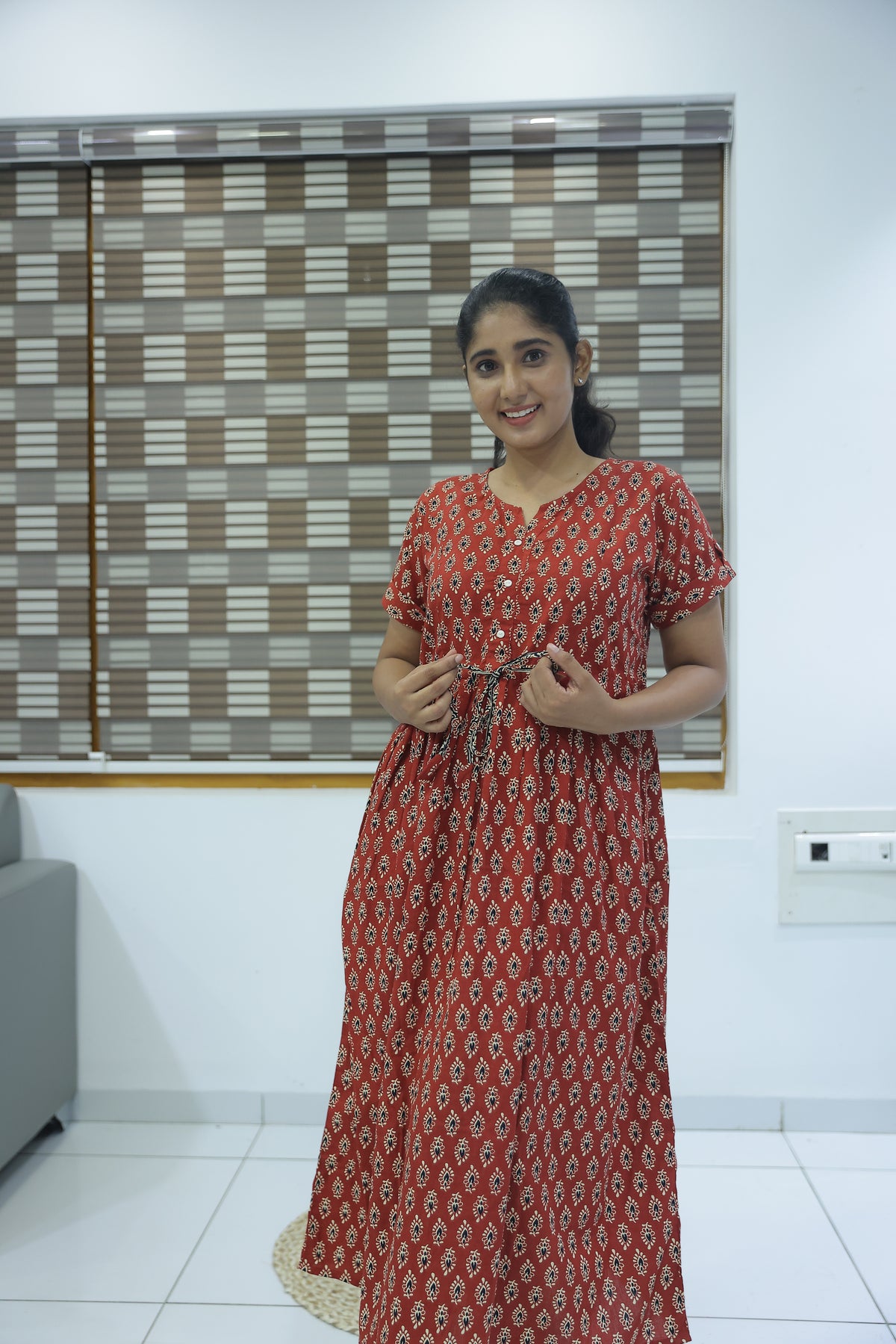 Cotton Gathering Frock for Summer Arrivals | Side Pocket | Elegant Casual Night Wear for Trendy Women's (FKC)