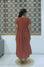 Cotton Gathering Frock for Summer Arrivals | Side Pocket | Elegant Casual Night Wear for Trendy Women's (FKC)