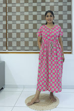 Cotton Gathering Frock for Summer Arrivals | Side Pocket | Elegant Casual Night Wear for Trendy Women's (FKC)