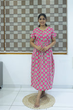 Cotton Gathering Frock for Summer Arrivals | Side Pocket | Elegant Casual Night Wear for Trendy Women's (FKC)