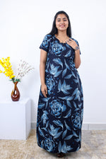 MANGAI New Regular Fit Cotton Printed Nighties - All Over Printed Stylish Nightwear for Stylish Women | Side Cut Pocket | Beautiful Nighties for Stylish Women's | Colourful Printed Cotton Nighties (SLB)