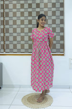 Cotton Gathering Frock for Summer Arrivals | Side Pocket | Elegant Casual Night Wear for Trendy Women's (FKC)