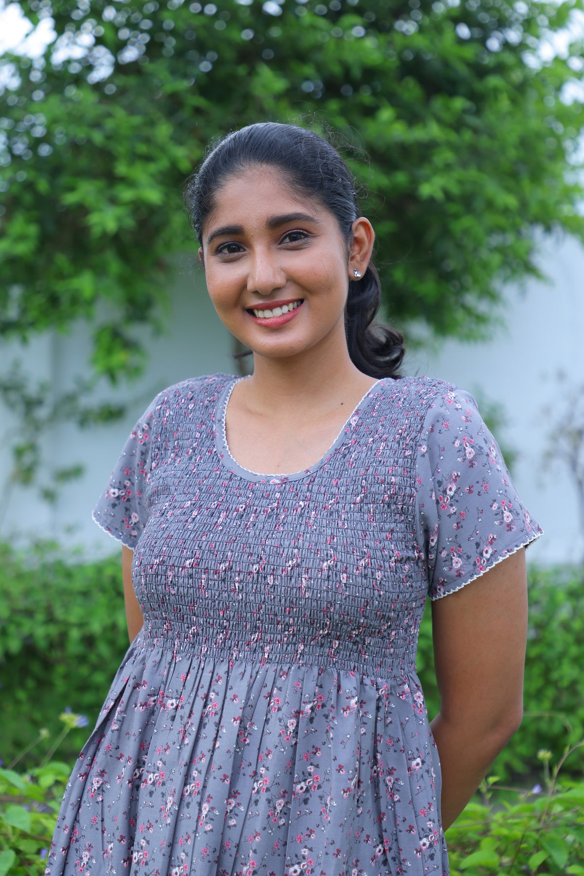 New Smocking Nighty | Stretchable Elastic Type | Beautiful Pleated Model | Side Pocket | Stylish Nighty for Stylish Women's (OM-RAH)