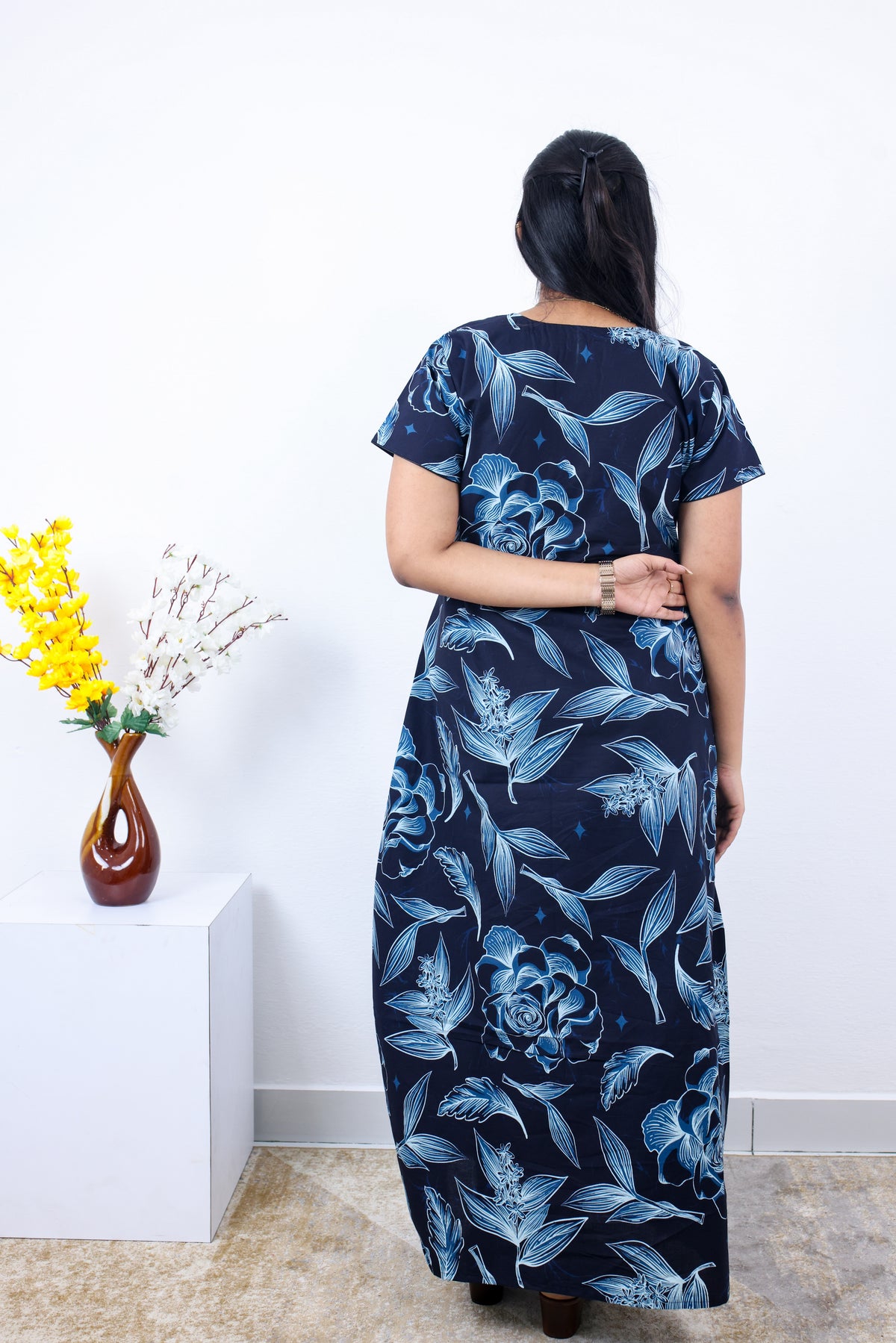 MANGAI New Regular Fit Cotton Printed Nighties - All Over Printed Stylish Nightwear for Stylish Women | Side Cut Pocket | Beautiful Nighties for Stylish Women's | Colourful Printed Cotton Nighties (SLB)