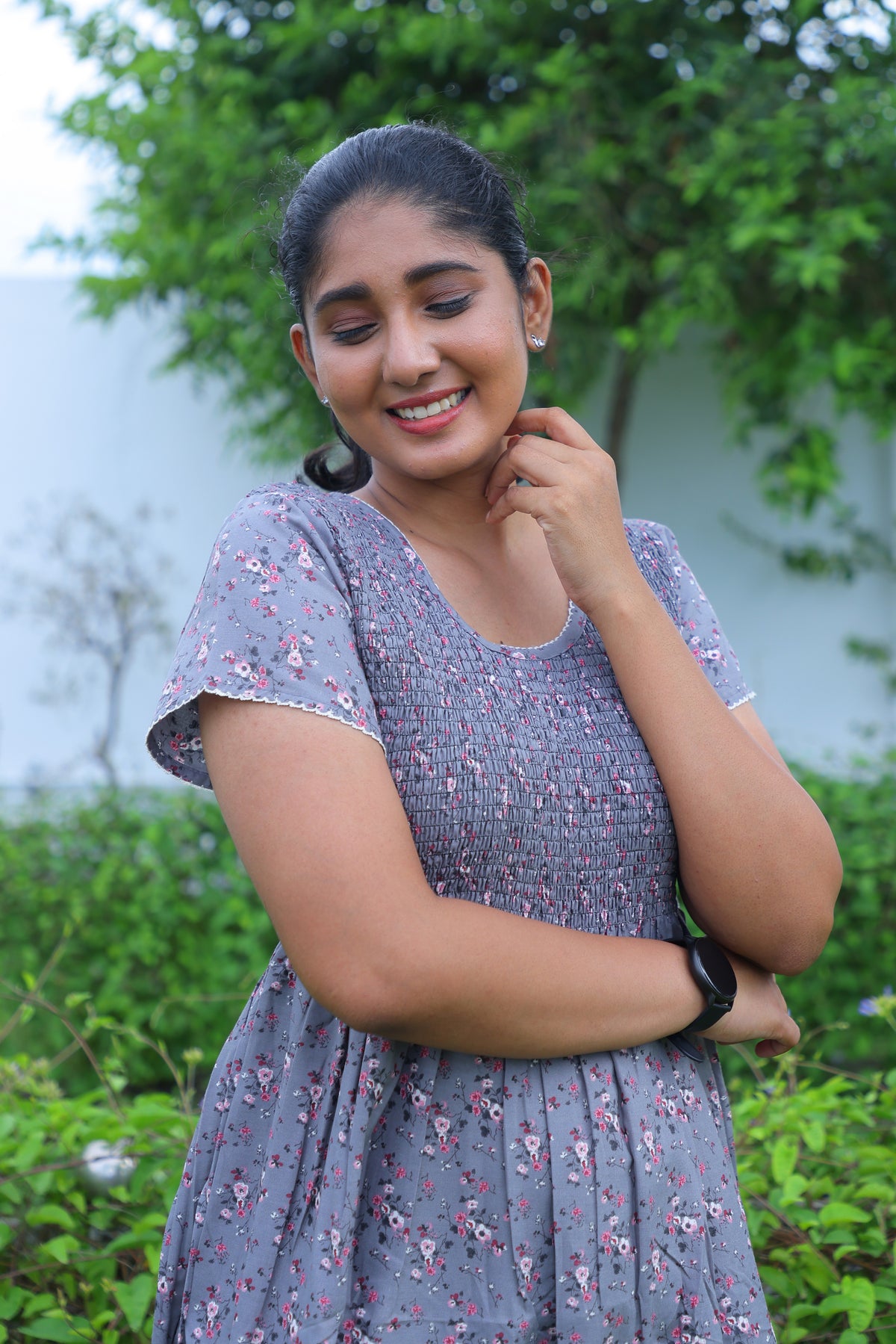 New Smocking Nighty | Stretchable Elastic Type | Beautiful Pleated Model | Side Pocket | Stylish Nighty for Stylish Women's (OM-RAH)