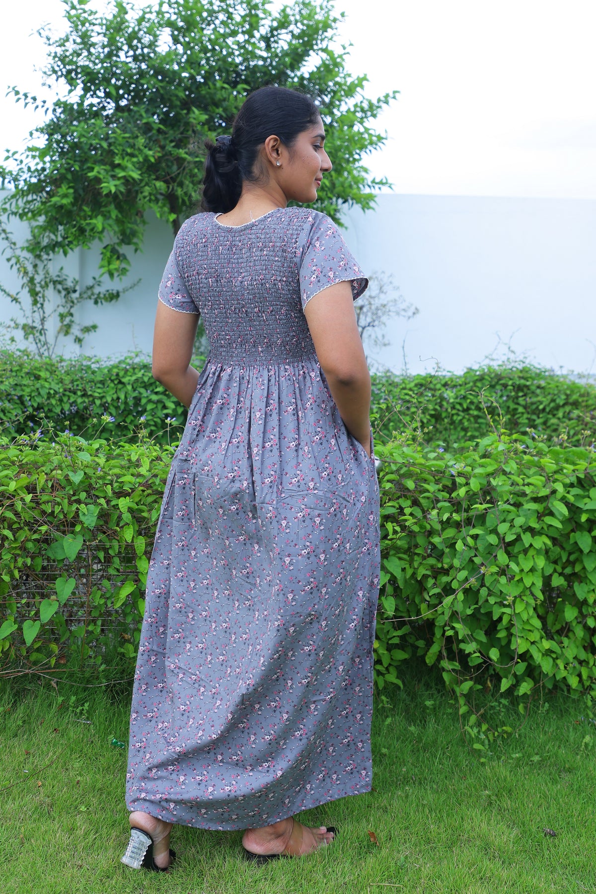 New Smocking Nighty | Stretchable Elastic Type | Beautiful Pleated Model | Side Pocket | Stylish Nighty for Stylish Women's (OM-RAH)