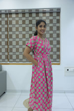 Cotton Gathering Frock for Summer Arrivals | Side Pocket | Elegant Casual Night Wear for Trendy Women's (FKC)