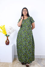 MANGAI New Regular Fit Cotton Printed Nighties - All Over Printed Stylish Nightwear for Stylish Women | Side Cut Pocket | Beautiful Nighties for Stylish Women's | Colourful Printed Cotton Nighties (SLB)