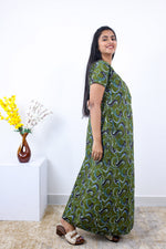 MANGAI New Regular Fit Cotton Printed Nighties - All Over Printed Stylish Nightwear for Stylish Women | Side Cut Pocket | Beautiful Nighties for Stylish Women's | Colourful Printed Cotton Nighties (SLB)