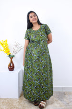 MANGAI New Regular Fit Cotton Printed Nighties - All Over Printed Stylish Nightwear for Stylish Women | Side Cut Pocket | Beautiful Nighties for Stylish Women's | Colourful Printed Cotton Nighties (SLB)