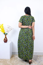 MANGAI New Regular Fit Cotton Printed Nighties - All Over Printed Stylish Nightwear for Stylish Women | Side Cut Pocket | Beautiful Nighties for Stylish Women's | Colourful Printed Cotton Nighties (SLB)