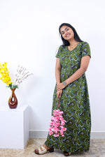 MANGAI New Regular Fit Cotton Printed Nighties - All Over Printed Stylish Nightwear for Stylish Women | Side Cut Pocket | Beautiful Nighties for Stylish Women's | Colourful Printed Cotton Nighties (SLB)