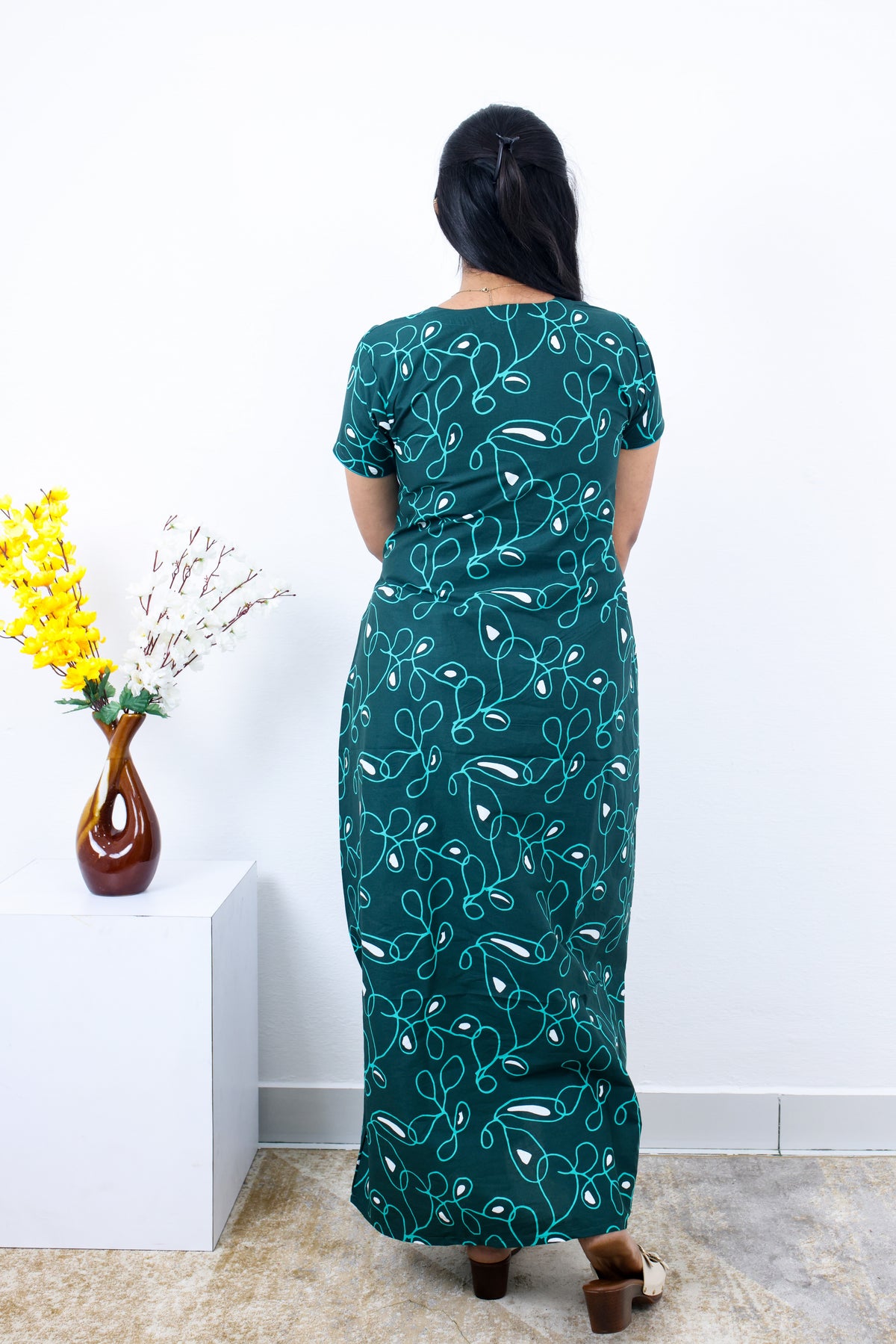 MANGAI New Regular Fit Cotton Printed Nighties - All Over Printed Stylish Nightwear for Stylish Women | Side Cut Pocket | Beautiful Nighties for Stylish Women's | Colourful Printed Cotton Nighties (SLB)