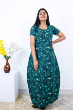 MANGAI New Regular Fit Cotton Printed Nighties - All Over Printed Stylish Nightwear for Stylish Women | Side Cut Pocket | Beautiful Nighties for Stylish Women's | Colourful Printed Cotton Nighties (SLB)