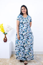 MANGAI New Regular Fit Cotton Printed Nighties - All Over Printed Stylish Nightwear for Stylish Women | Side Cut Pocket | Beautiful Nighties for Stylish Women's | Colourful Printed Cotton Nighties (SLB)