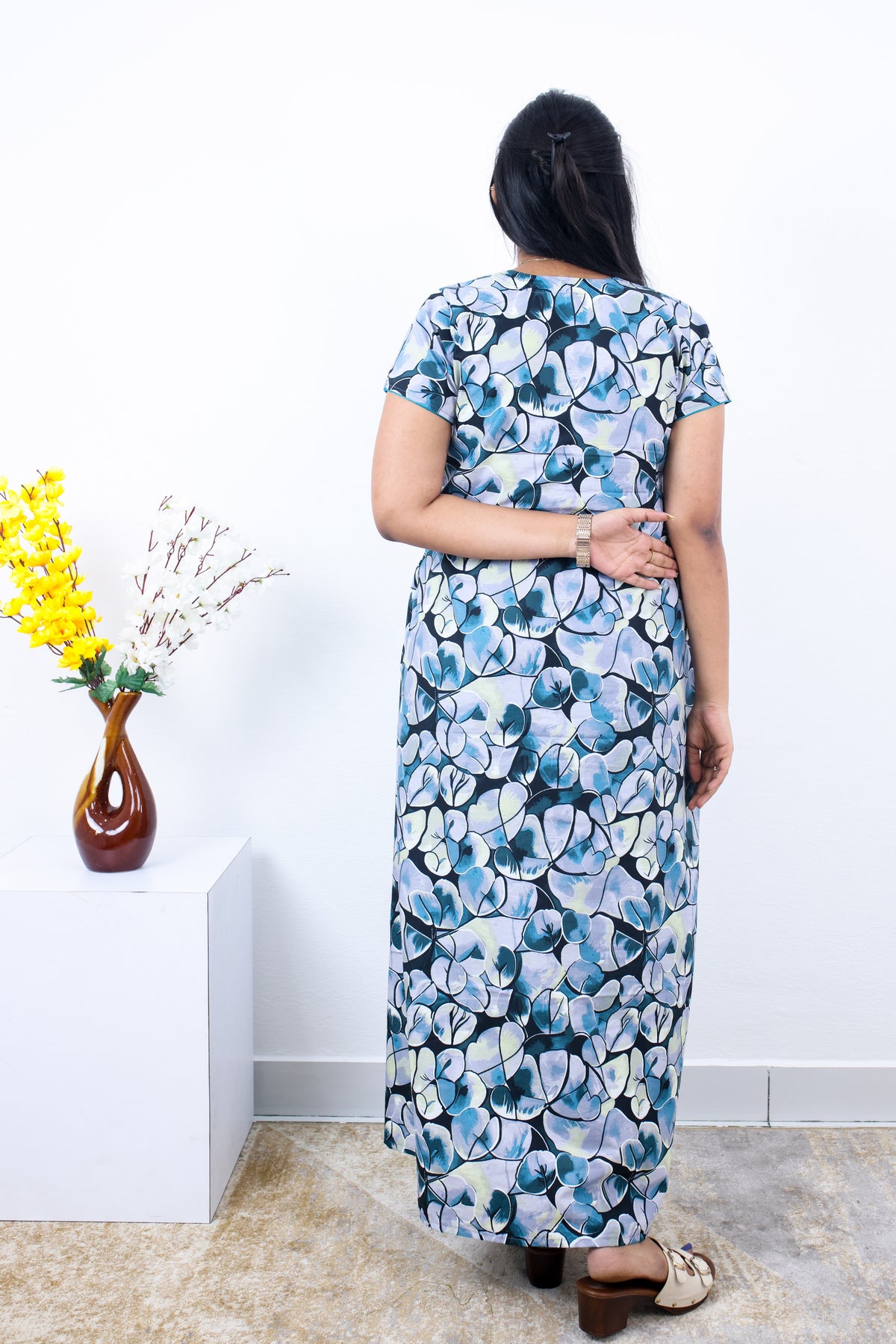 MANGAI New Regular Fit Cotton Printed Nighties - All Over Printed Stylish Nightwear for Stylish Women | Side Cut Pocket | Beautiful Nighties for Stylish Women's | Colourful Printed Cotton Nighties (SLB)