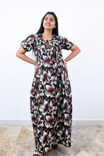 Regular Fit Cotton Printed Pleated Nighties