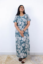 MANGAI Premium Cotton Printed Pleated Model Half Sleeve 3XL Size Nighties - Fancy Neck | With Side Pocket |Shrinkage Free Nighties | Trendy Collection's for Stylish Women's (3PZZ)