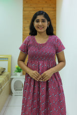 New Smocking Nighty | Stretchable Elastic Type | Beautiful Pleated Model | Side Pocket | Stylish Nighty for Stylish Women's (OM-RAH)