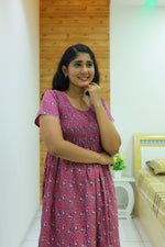 New Smocking Nighty | Stretchable Elastic Type | Beautiful Pleated Model | Side Pocket | Stylish Nighty for Stylish Women's (OM-RAH)