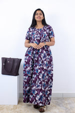 MANGAI Premium Cotton Printed Pleated Model Half Sleeve 3XL Size Nighties - Fancy Neck | With Side Pocket |Shrinkage Free Nighties | Trendy Collection's for Stylish Women's (3PZZ)