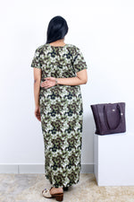 MANGAI Premium Cotton Printed Pleated Model Half Sleeve 3XL Size Nighties - Fancy Neck | With Side Pocket |Shrinkage Free Nighties | Trendy Collection's for Stylish Women's (3PZZ)