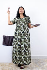 MANGAI Premium Cotton Printed Pleated Model Half Sleeve 3XL Size Nighties - Fancy Neck | With Side Pocket |Shrinkage Free Nighties | Trendy Collection's for Stylish Women's (3PZZ)