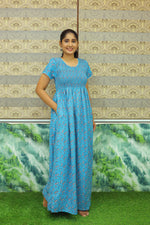 New Smocking Nighty | Stretchable Elastic Type | Beautiful Pleated Model | Side Pocket | Stylish Nighty for Stylish Women's (OM-RAH)