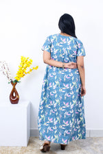 MANGAI Premium Cotton Printed Pleated Model Half Sleeve 3XL Size Nighties - Fancy Neck | With Side Pocket |Shrinkage Free Nighties | Trendy Collection's for Stylish Women's (3PZZ)