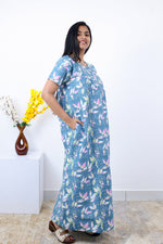 MANGAI Premium Cotton Printed Pleated Model Half Sleeve 3XL Size Nighties - Fancy Neck | With Side Pocket |Shrinkage Free Nighties | Trendy Collection's for Stylish Women's (3PZZ)