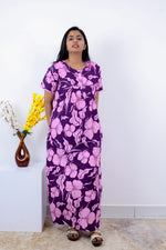 MANGAI Premium Cotton Printed Pleated Model Half Sleeve 3XL Size Nighties - Fancy Neck | With Side Pocket |Shrinkage Free Nighties | Trendy Collection's for Stylish Women's (3PZZ)