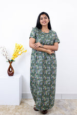 MANGAI Premium Cotton Printed Pleated Model Half Sleeve 3XL Size Nighties - Fancy Neck | With Side Pocket |Shrinkage Free Nighties | Trendy Collection's for Stylish Women's (3PZZ)