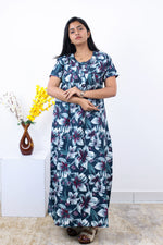 MANGAI Premium Cotton Printed Pleated Model Half Sleeve 3XL Size Nighties - Fancy Neck | With Side Pocket |Shrinkage Free Nighties | Trendy Collection's for Stylish Women's (3PZZ)