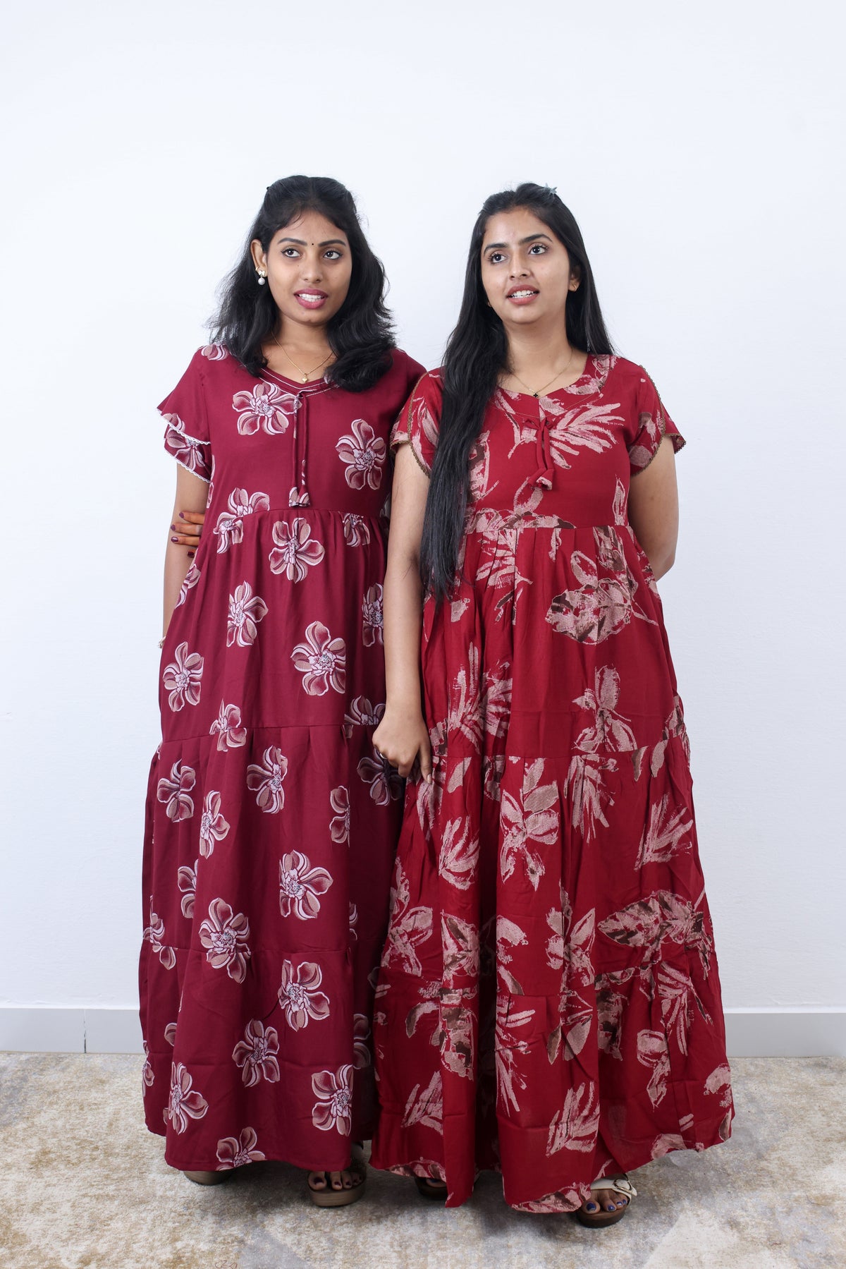 Stylish Alpine 3 Layer Frock Model Nighties| Fancy Sleeves & Neck Pattern| Side Pocket with Back Tie Rope | Perfect Nightwear Trendy Women's (AFK)