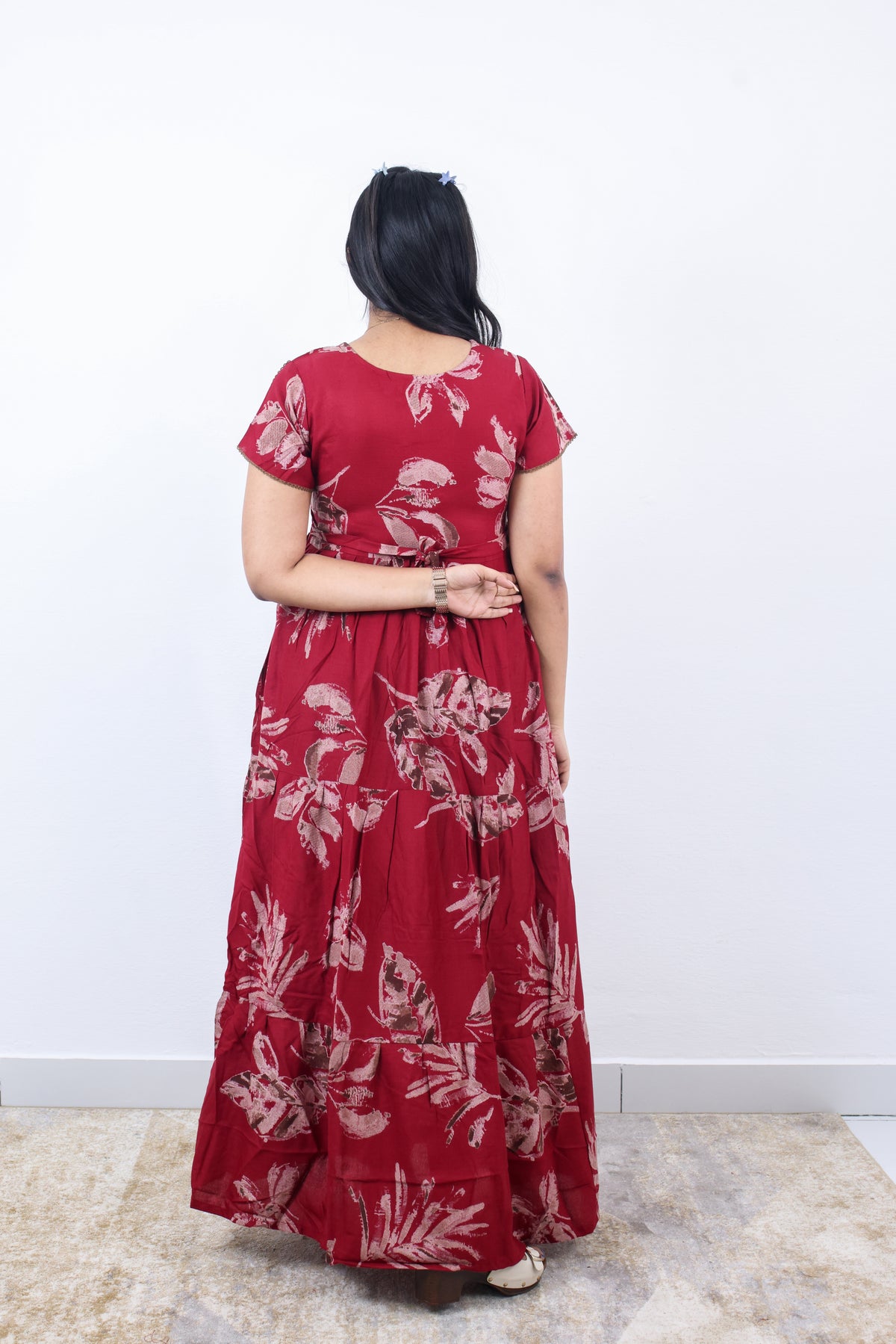 Stylish Alpine 3 Layer Frock Model Nighties| Fancy Sleeves & Neck Pattern| Side Pocket with Back Tie Rope | Perfect Nightwear Trendy Women's (AFK)