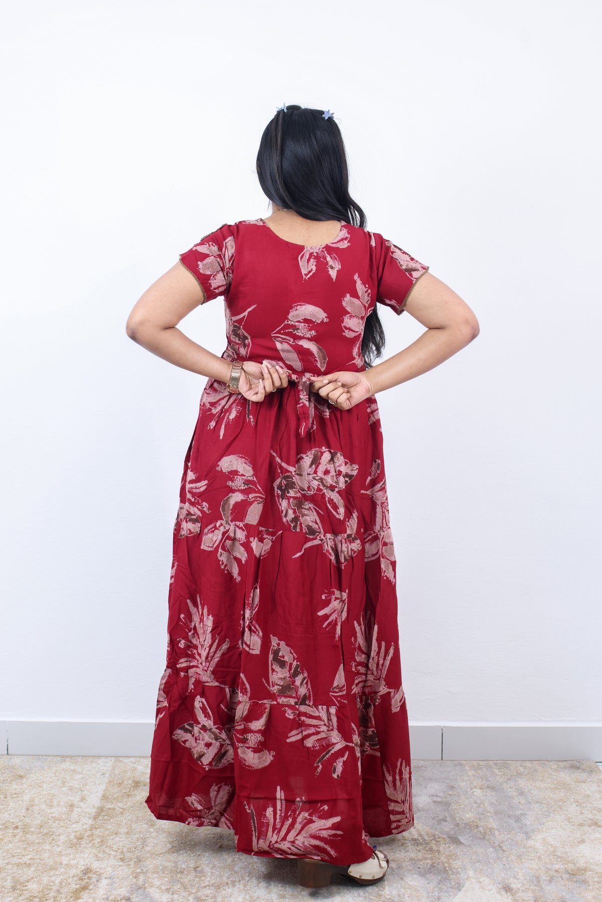 Stylish Alpine 3 Layer Frock Model Nighties| Fancy Sleeves & Neck Pattern| Side Pocket with Back Tie Rope | Perfect Nightwear Trendy Women's (AFK)