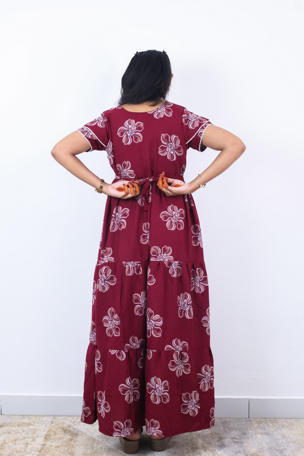 Stylish Alpine 3 Layer Frock Model Nighties| Fancy Sleeves & Neck Pattern| Side Pocket with Back Tie Rope | Perfect Nightwear Trendy Women's (AFK)