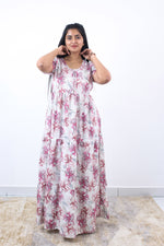 Stylish Alpine 3 Layer Frock Model Nighties| Fancy Sleeves & Neck Pattern| Side Pocket with Back Tie Rope | Perfect Nightwear Trendy Women's (AFK)