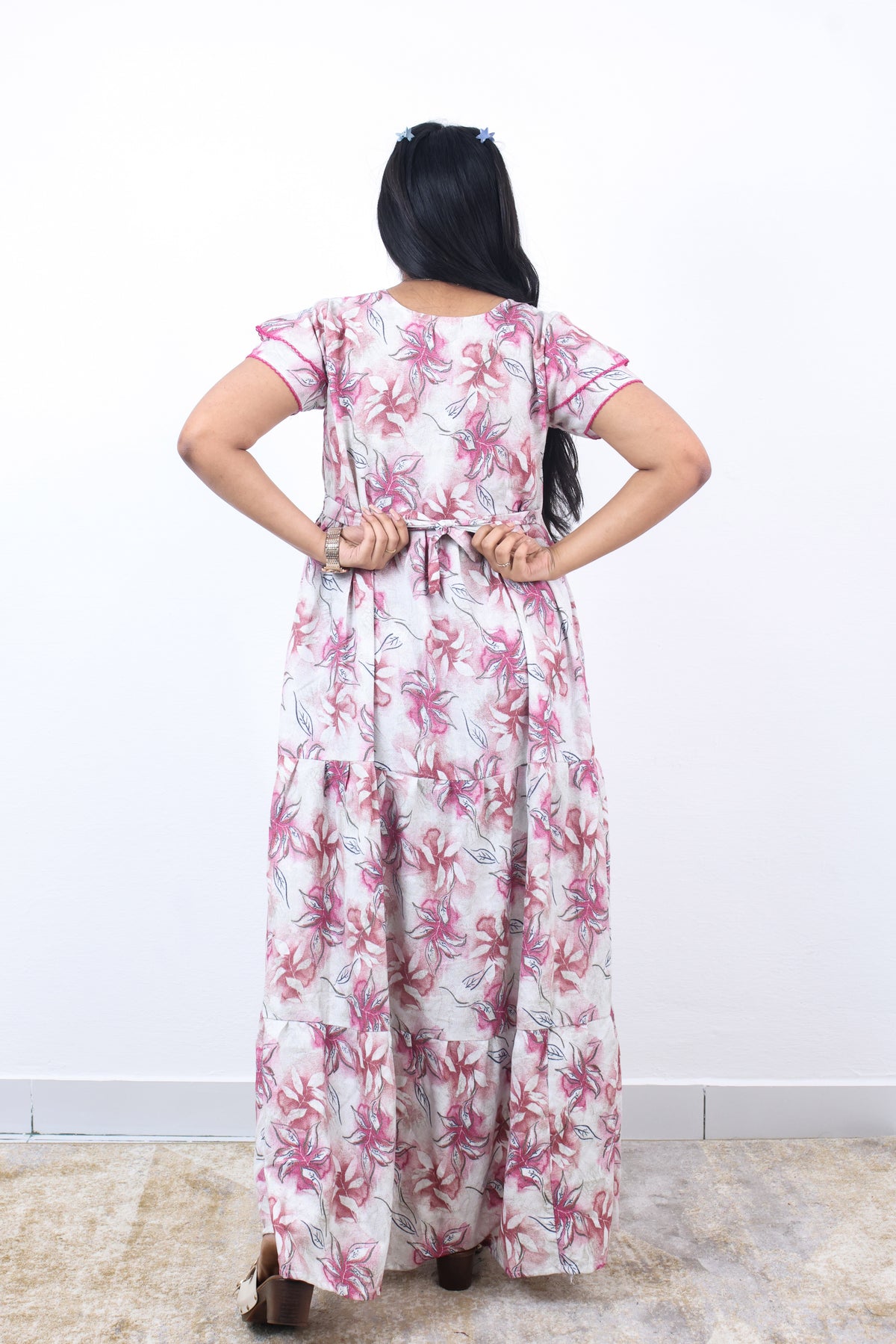 Stylish Alpine 3 Layer Frock Model Nighties| Fancy Sleeves & Neck Pattern| Side Pocket with Back Tie Rope | Perfect Nightwear Trendy Women's (AFK)