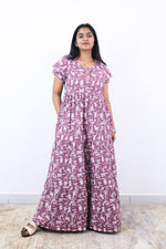 Stylish Alpine 3 Layer Frock Model Nighties| Fancy Sleeves & Neck Pattern| Side Pocket with Back Tie Rope | Perfect Nightwear Trendy Women's (AFK)