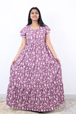 Stylish Alpine 3 Layer Frock Model Nighties| Fancy Sleeves & Neck Pattern| Side Pocket with Back Tie Rope | Perfect Nightwear Trendy Women's (AFK)