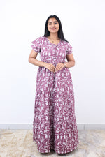 Stylish Alpine 3 Layer Frock Model Nighties| Fancy Sleeves & Neck Pattern| Side Pocket with Back Tie Rope | Perfect Nightwear Trendy Women's (AFK)