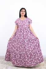 Stylish Alpine 3 Layer Frock Model Nighties| Fancy Sleeves & Neck Pattern| Side Pocket with Back Tie Rope | Perfect Nightwear Trendy Women's (AFK)